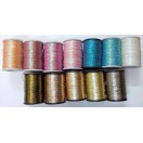 LOT SET of 12 COLORS - 120 Yards per Spool - Lurex Zari Jari Sparkle Shiny Thread Yarn Cord Dori - For Crochet Jewelry Handicraft Knitting Artwork DIY
